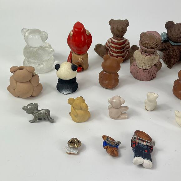 Miniature Teddy Bear Figurine Lot Bundle Glass Clay Porcelain Handmade Signed - Picture 9 of 10
